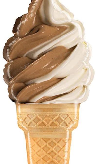 vanilla chocolate swirled ice cream cone